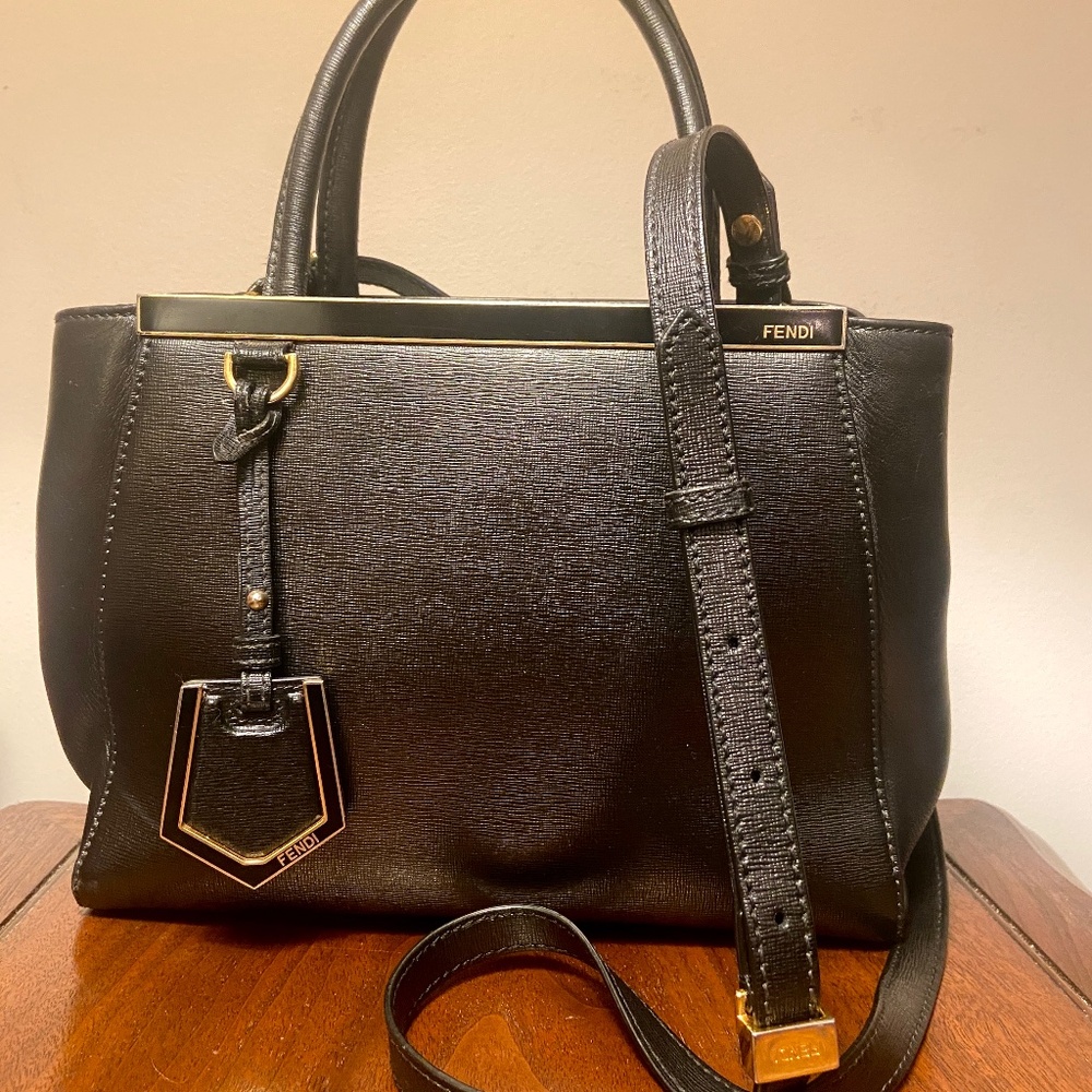 Fendi Vitello Elite Petite 2Jours Tote Black